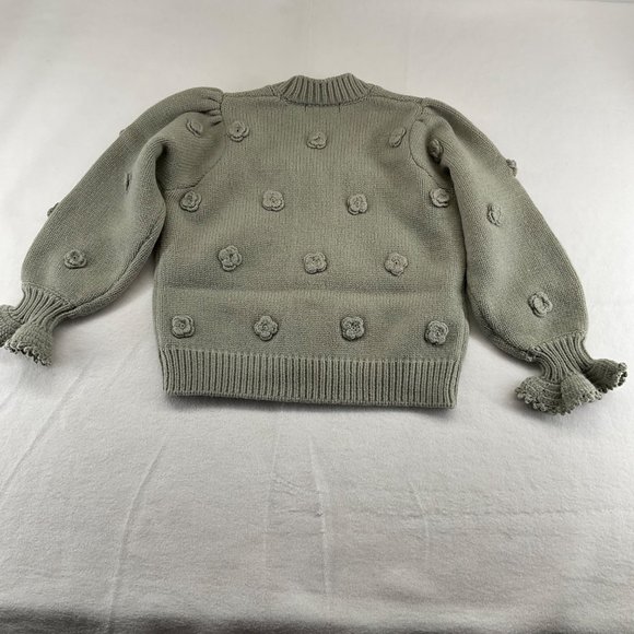 NWT Rylee Cru flounce cardigan mint blue fog sweater 6-7y 8-9 - Picture 4 of 7